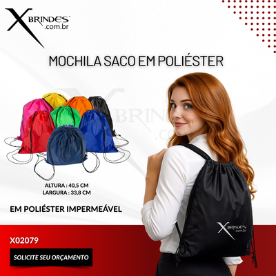 Mochila Saco Confeccionada em Poliéster impermeável  X02079 