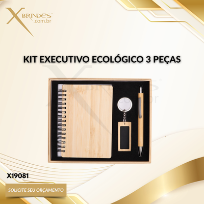 Kit executivo ecológico em bambu Com 3 Peças X19081