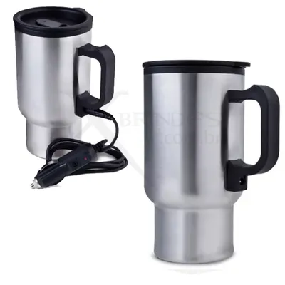 Caneca Veicular de Inox com Adaptador e USB