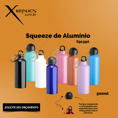 Squeeze de Aluminio 500 ML e Com Tampa Rosqueável X9139A 