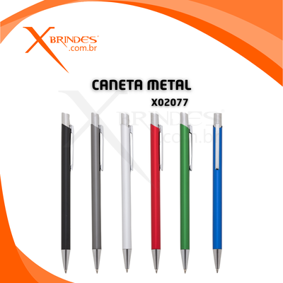 Caneta corpo de Metal carga azul e acionamento por clique X02077